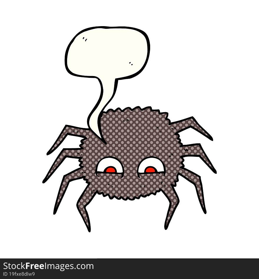 freehand drawn comic book speech bubble cartoon spider