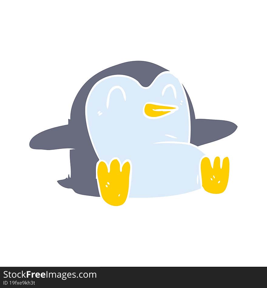 flat color style cartoon penguin