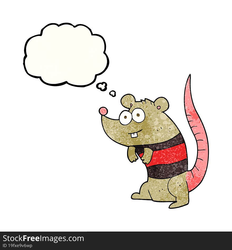 freehand drawn thought bubble textured cartoon rat