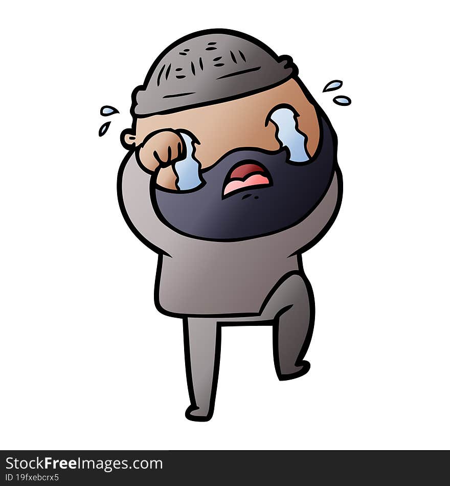 cartoon bearded man crying and stamping foot. cartoon bearded man crying and stamping foot