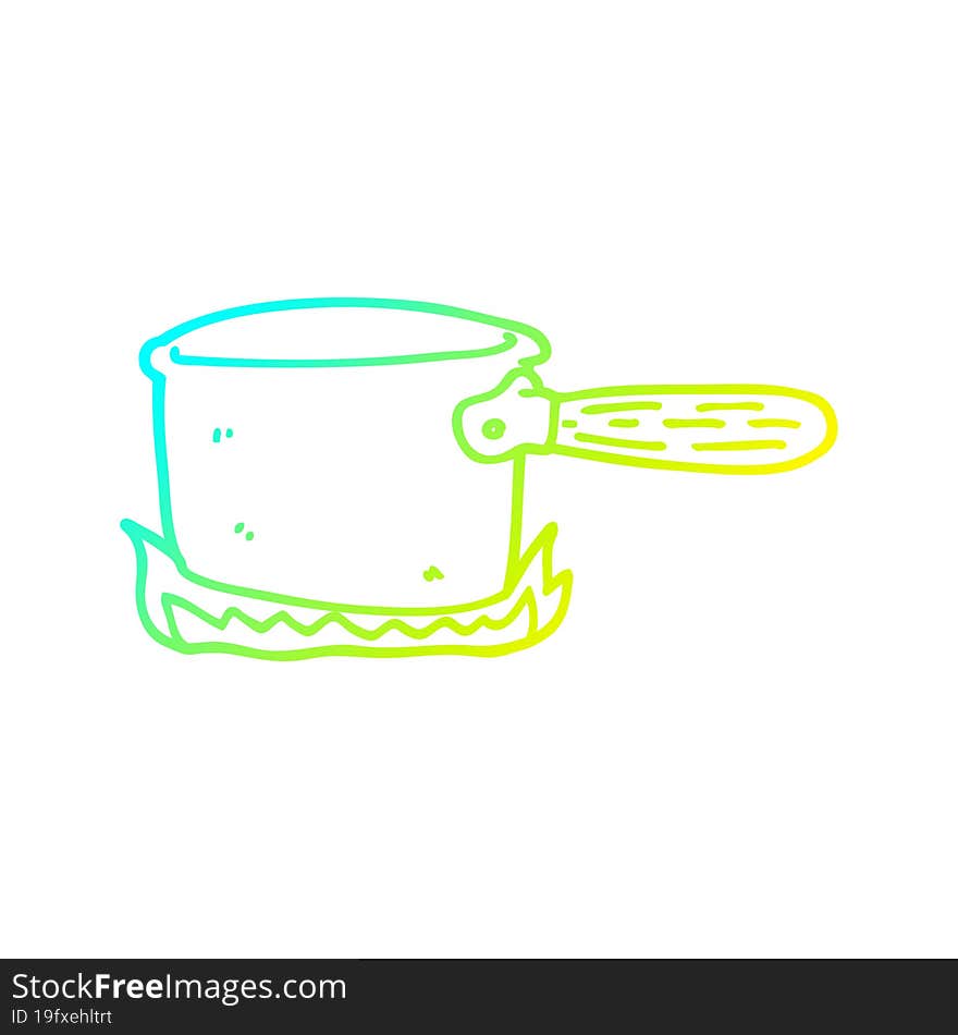 cold gradient line drawing cartoon cooking pan