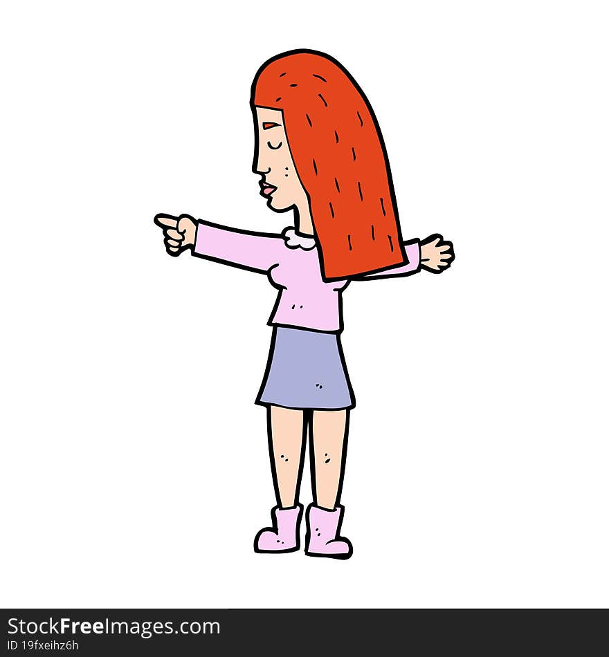 cartoon woman pointing