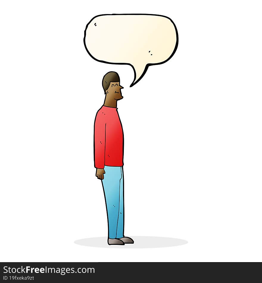 cartoon tall man with speech bubble