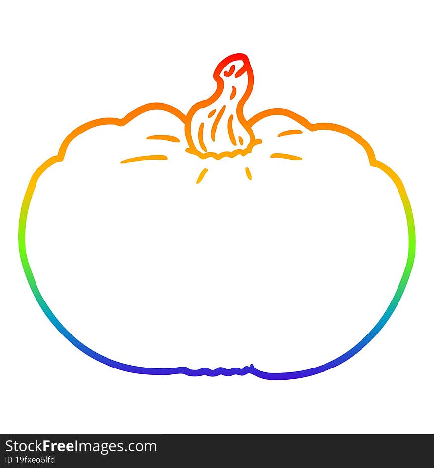 rainbow gradient line drawing of a cartoon pumpkin