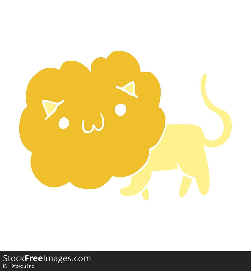 cute flat color style cartoon lion