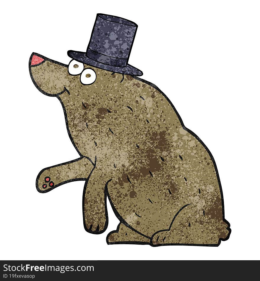 Textured Cartoon Bear In Top Hat