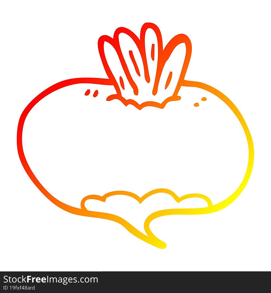 warm gradient line drawing of a cartoon turnip