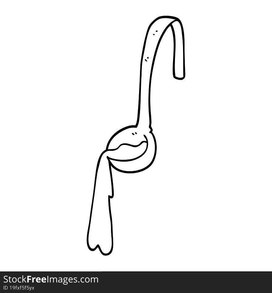 line drawing cartoon ladle of food