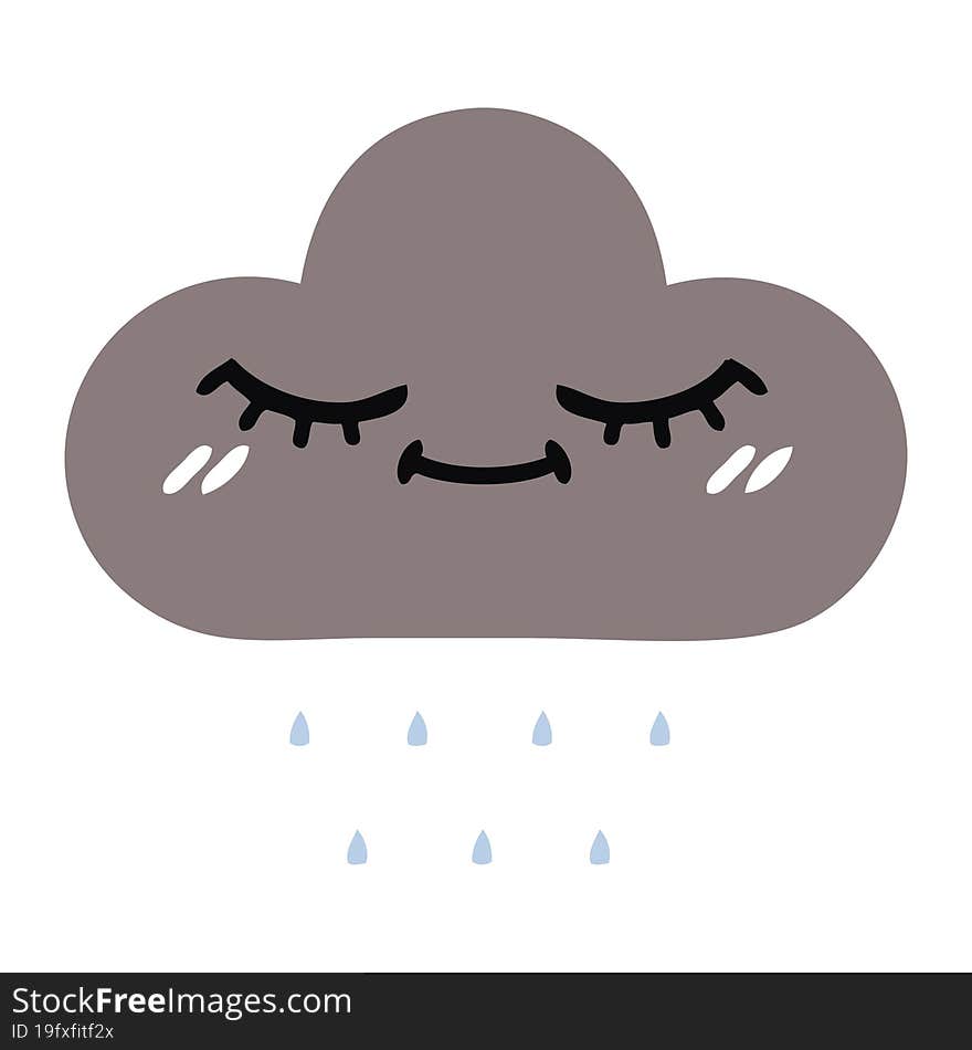 flat color retro cartoon storm rain cloud