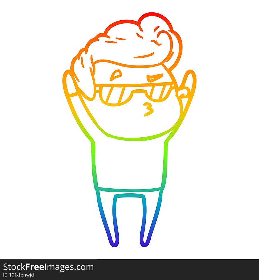 rainbow gradient line drawing cartoon cool guy