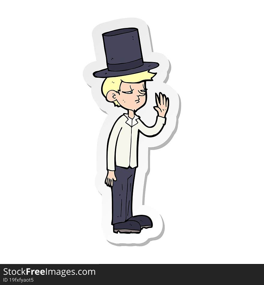 sticker of a cartoon man wearing top hat