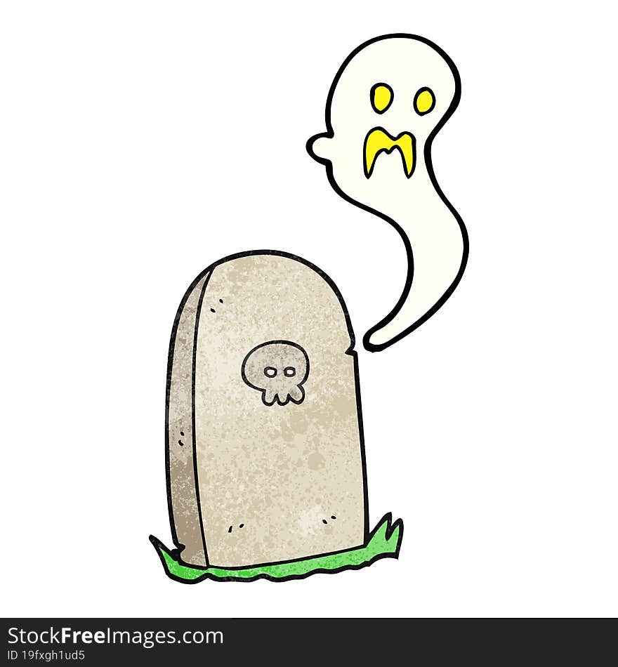 textured cartoon ghost rising from grave