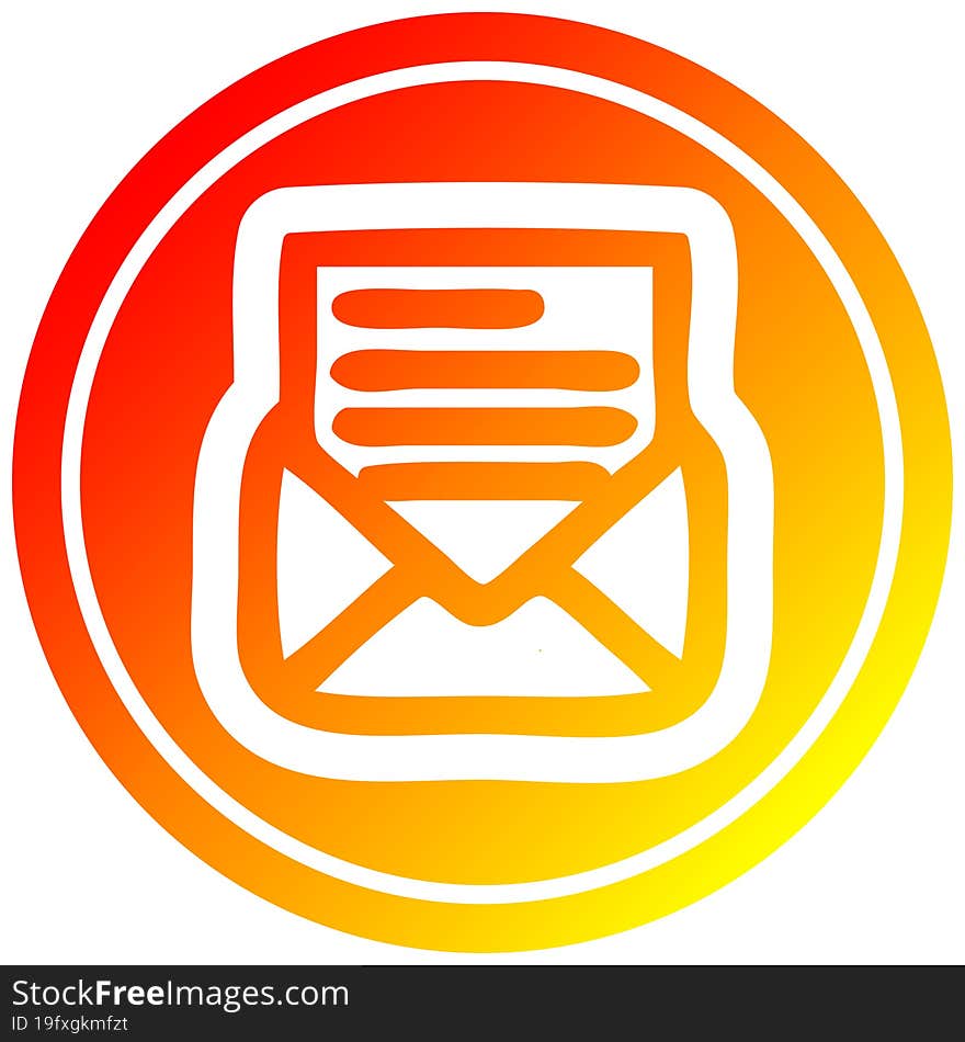 envelope letter circular icon with warm gradient finish. envelope letter circular icon with warm gradient finish