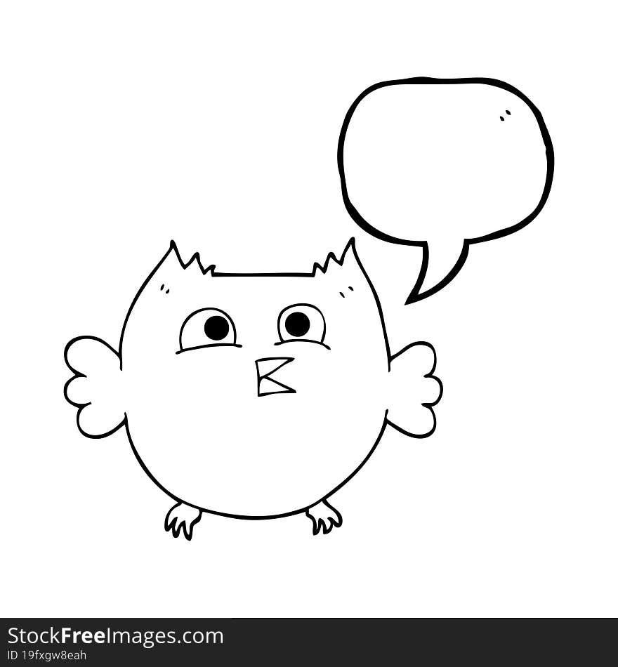 freehand drawn speech bubble cartoon happy owl