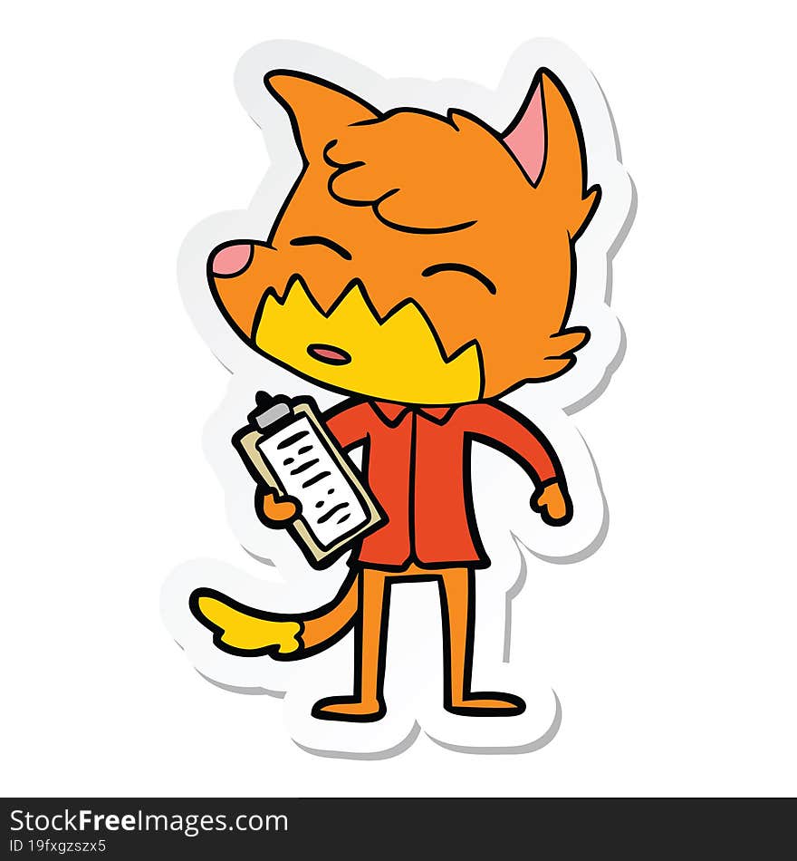 Sticker Of A Cartoon Fox