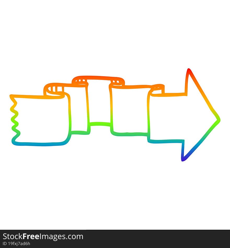 Rainbow Gradient Line Drawing Cartoon Banner Arrow