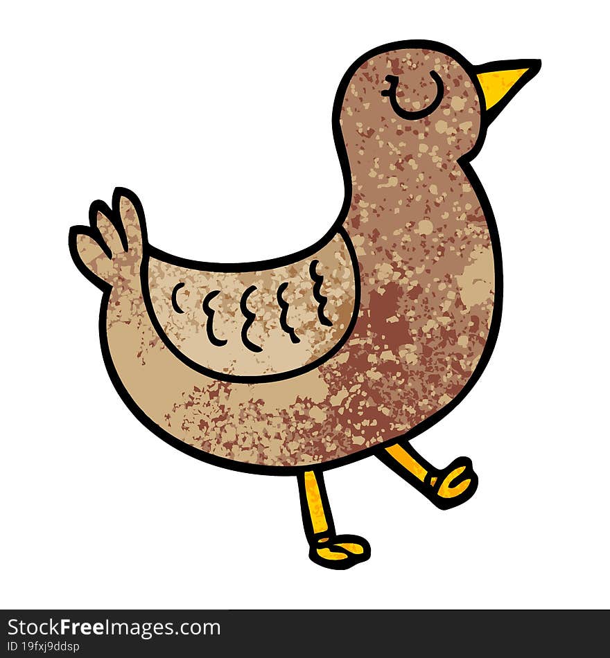 Grunge Textured Illustration Cartoon Bird