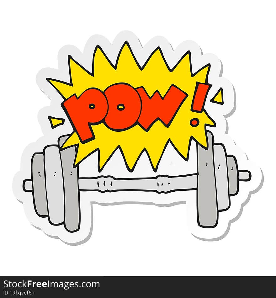 sticker of a cartoon gym barbell