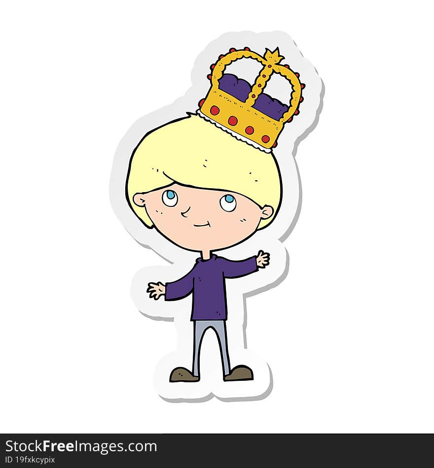 sticker of a cartoon person wearing crown