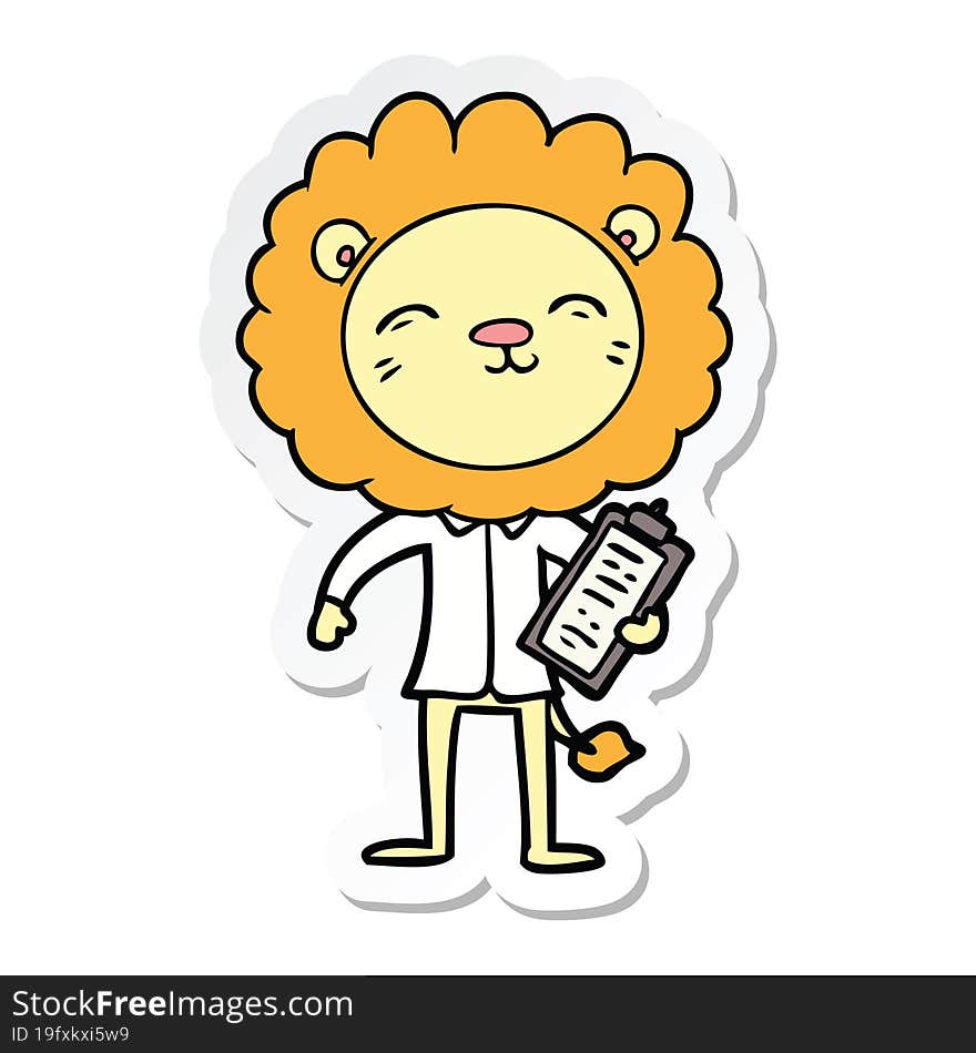 Sticker Of A Cartoon Lion In Business Clothes