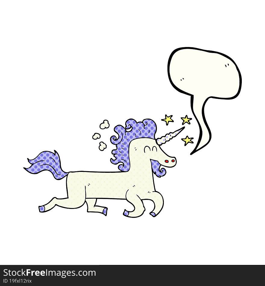 comic book speech bubble cartoon unicorn