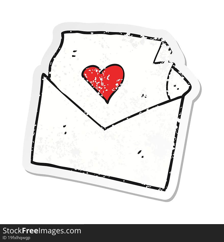 retro distressed sticker of a cartoon love letter