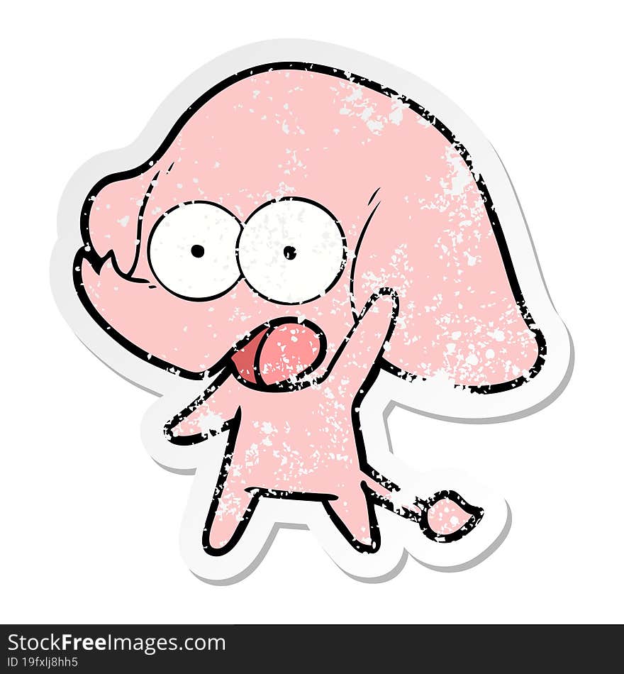 distressed sticker of a cute cartoon elephant