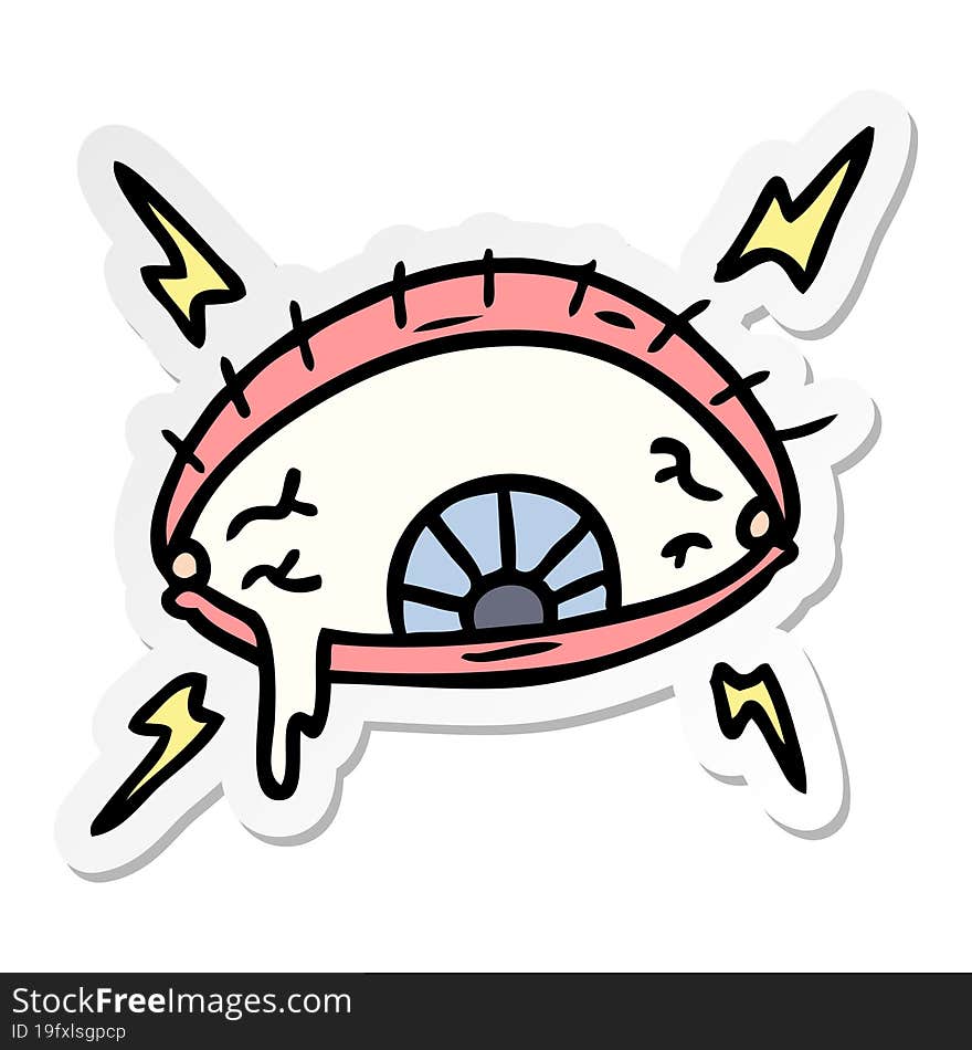 Sticker Cartoon Doodle Of An Enraged Eye