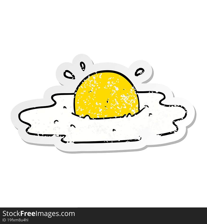 distressed sticker of a cute cartoon fried egg