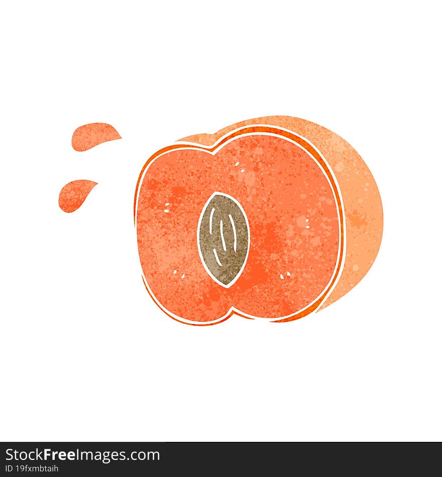 freehand retro cartoon juicy peach