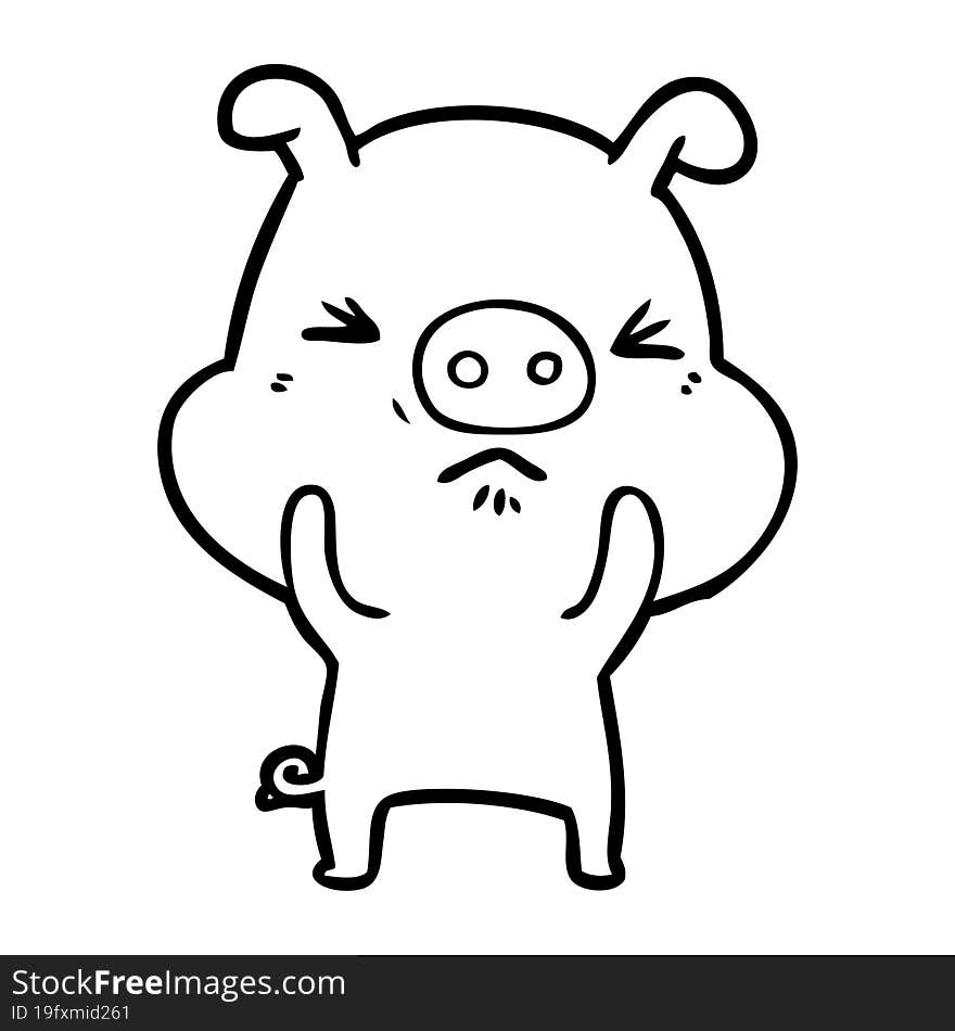 cartoon angry pig. cartoon angry pig