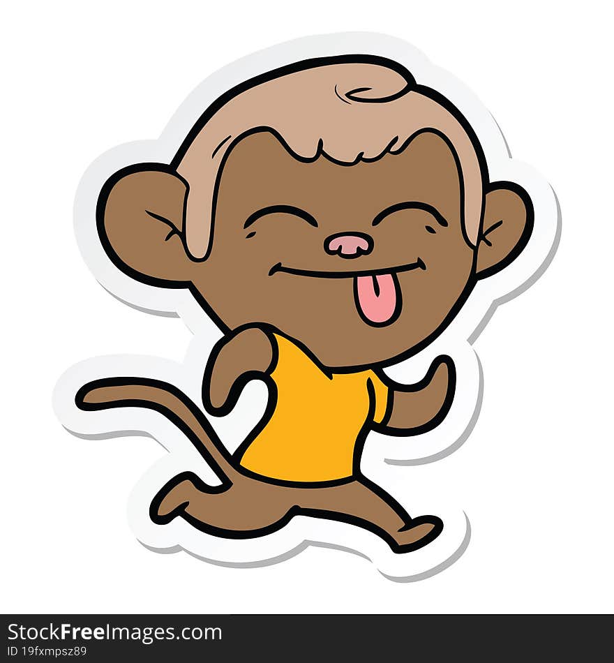 sticker of a funny cartoon monkey