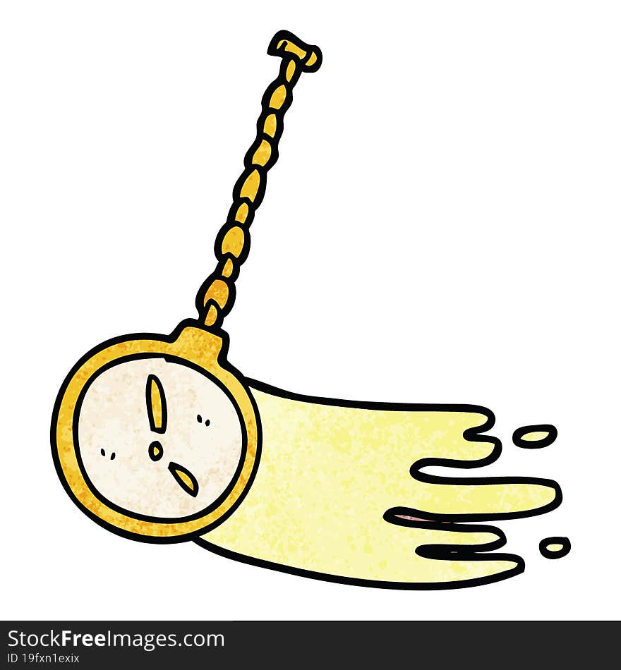 cartoon doodle swinging gold watch