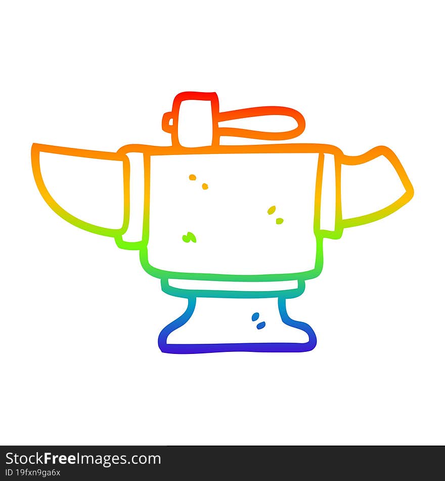 rainbow gradient line drawing cartoon heavy old anvil