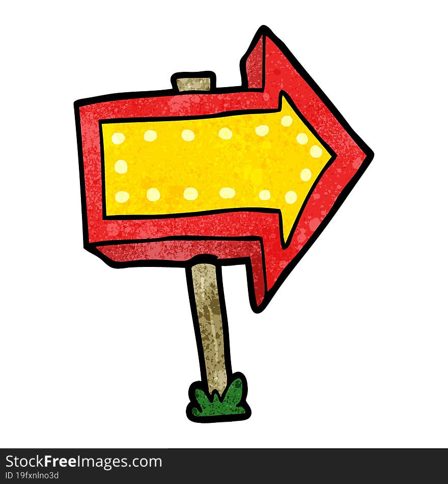 cartoon pointing arrow sign. cartoon pointing arrow sign