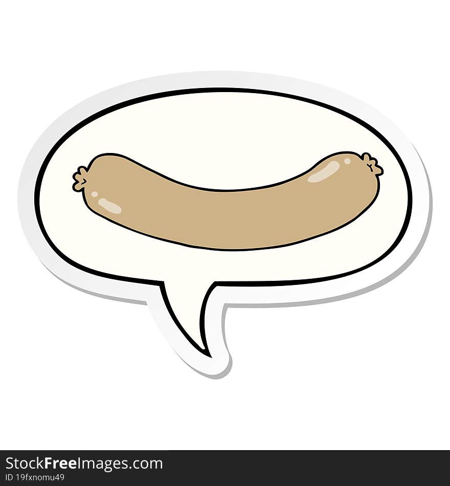 cartoon sausage with speech bubble sticker. cartoon sausage with speech bubble sticker