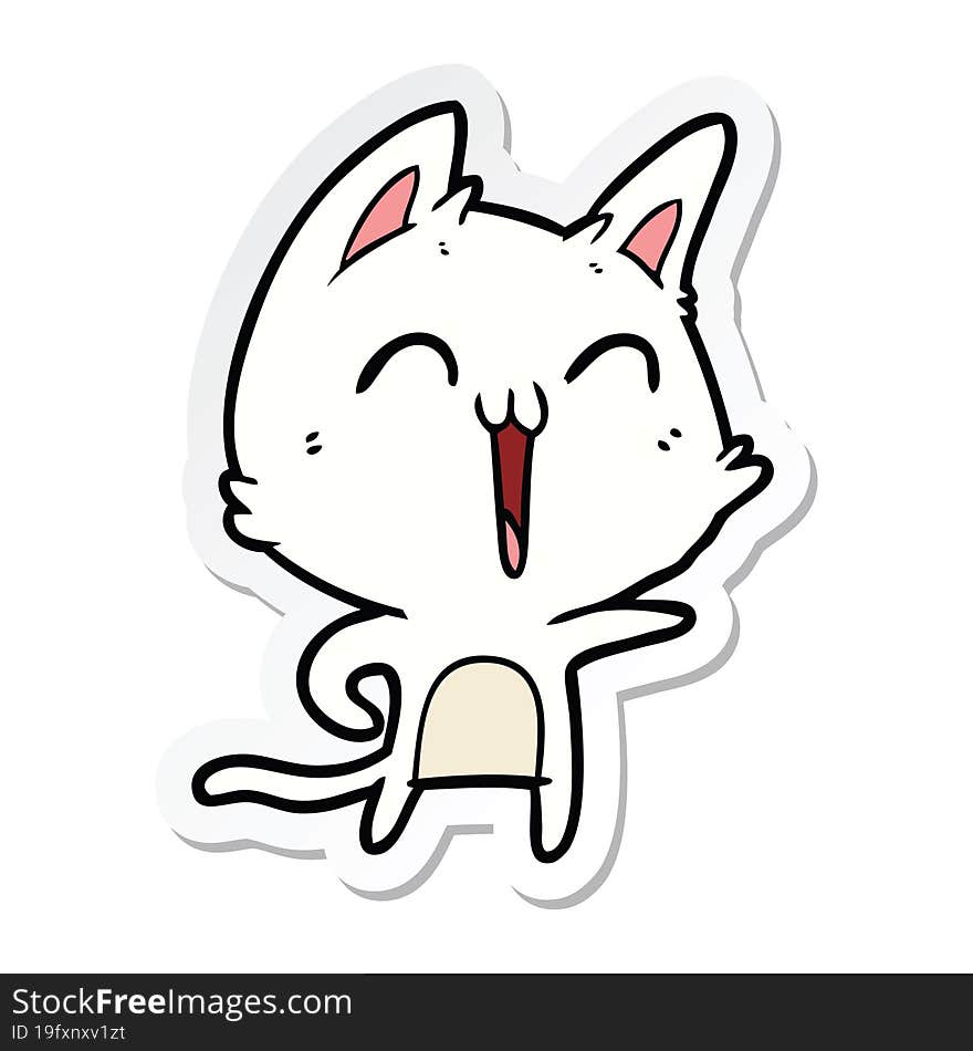 sticker of a happy cartoon cat