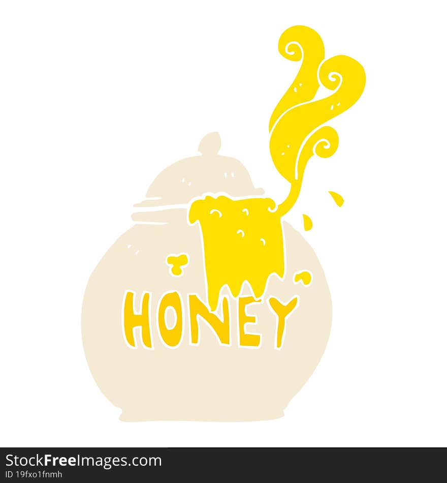 flat color illustration of a cartoon honey pot