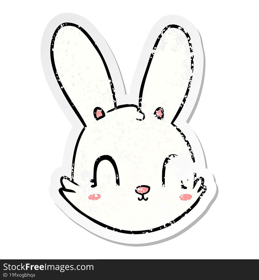 Distressed Sticker Of A Cartoon Bunny Face