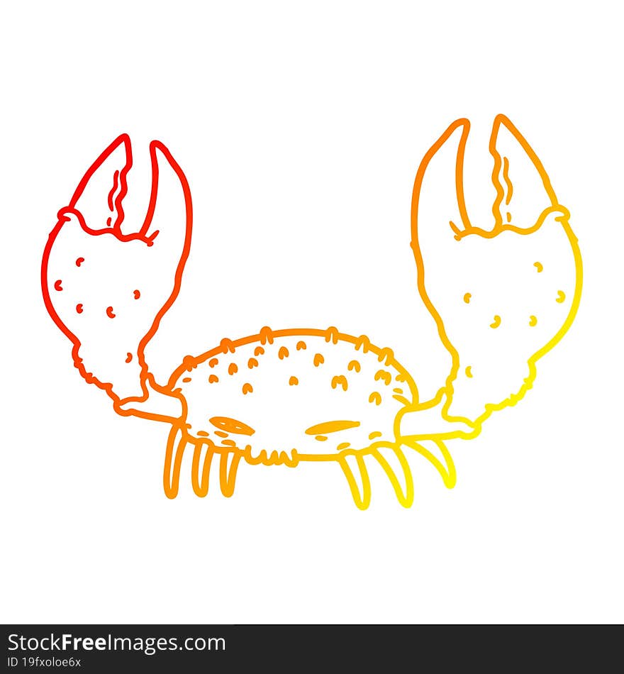 warm gradient line drawing cartoon crab