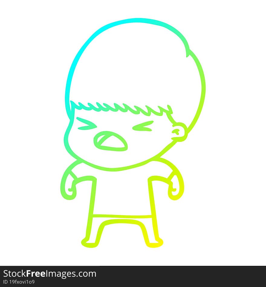 cold gradient line drawing cartoon stressed man