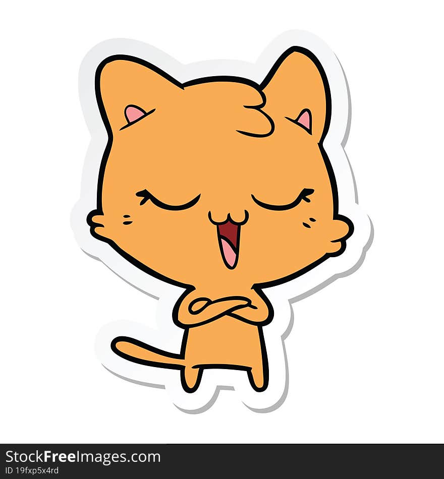 sticker of a happy cartoon cat