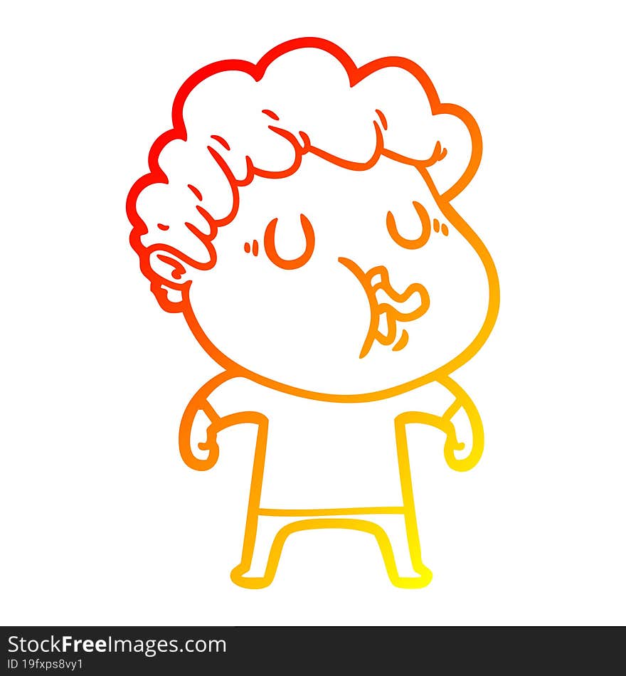 Warm Gradient Line Drawing Cartoon Man Singing