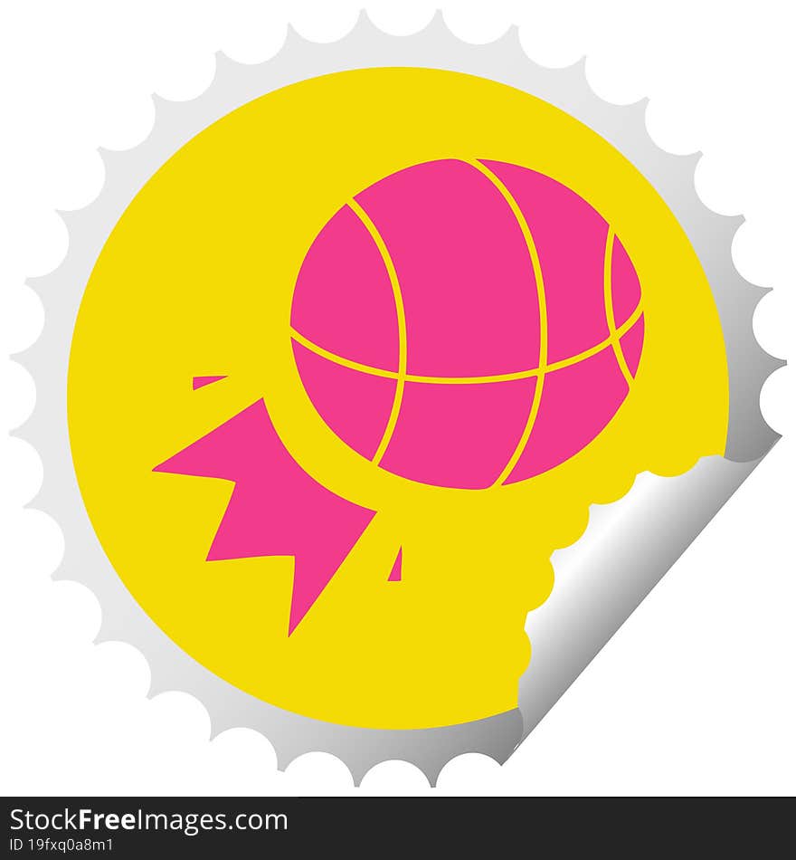 circular peeling sticker cartoon basket ball