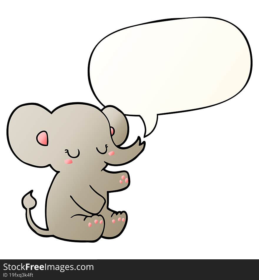 Cartoon Elephant And Speech Bubble In Smooth Gradient Style