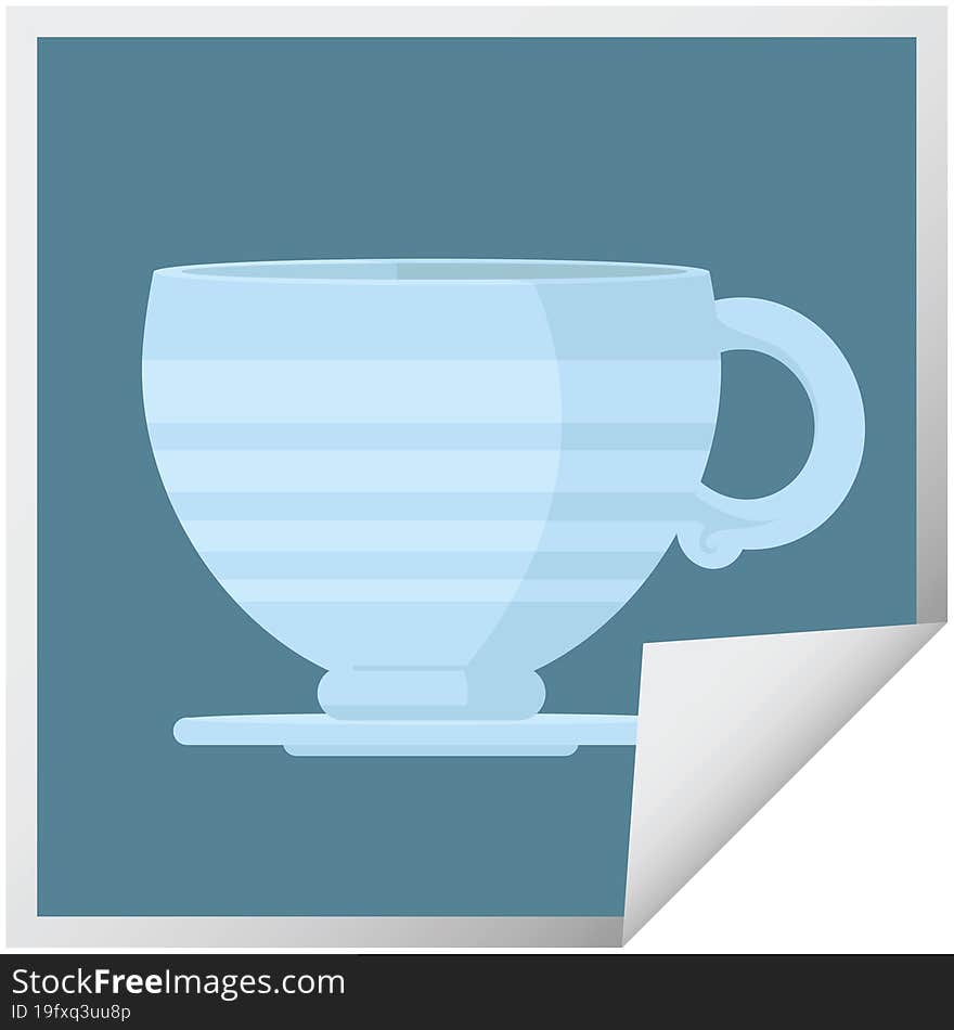 coffee cup graphic vector illustration square sticker. coffee cup graphic vector illustration square sticker