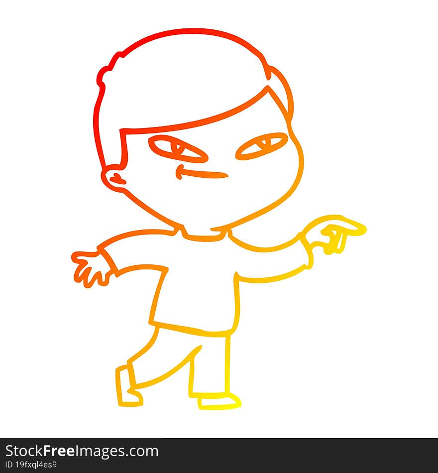 warm gradient line drawing of a cartoon pointing man