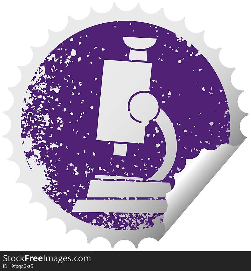 distressed circular peeling sticker symbol science microscope