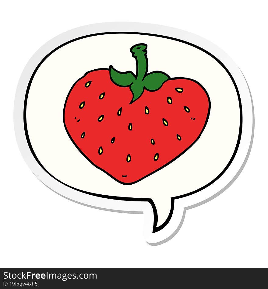 cartoon strawberry with speech bubble sticker