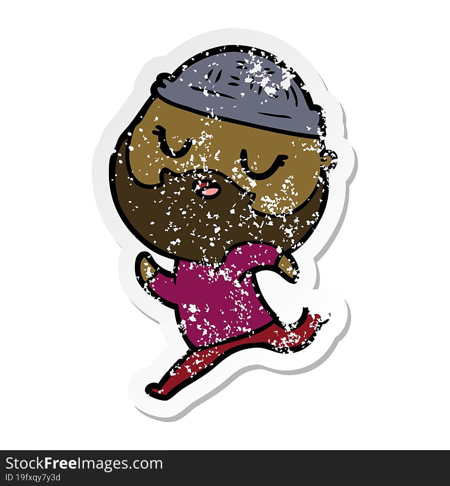 distressed sticker of a cartoon man with beard